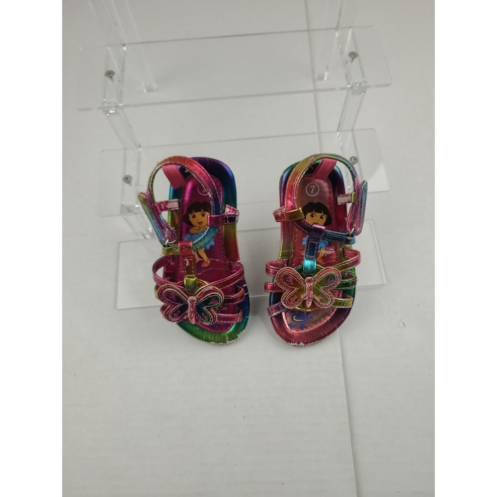 Vintage Dora The Explorer Toddler Girl Shoes Sandal Size‎ 7 Y2K Rainbow Strap